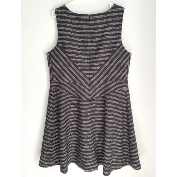 Halogen Black Grey Striped Woven Fit & Flare Dress [US 16W] - Picture 5 of 14